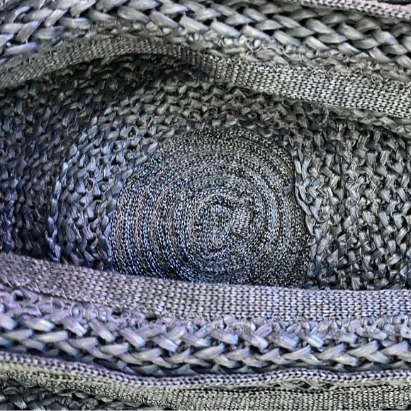 Vintage 50s Raffia Hat Navy Blue Round Swirl Beret - Picture 6 of 6